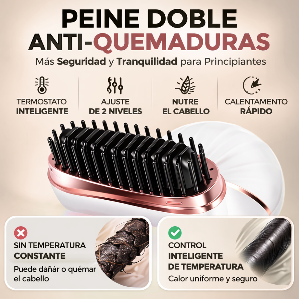 MINI ALISADOR PORTATÍL - Cepillo alisador de cabello